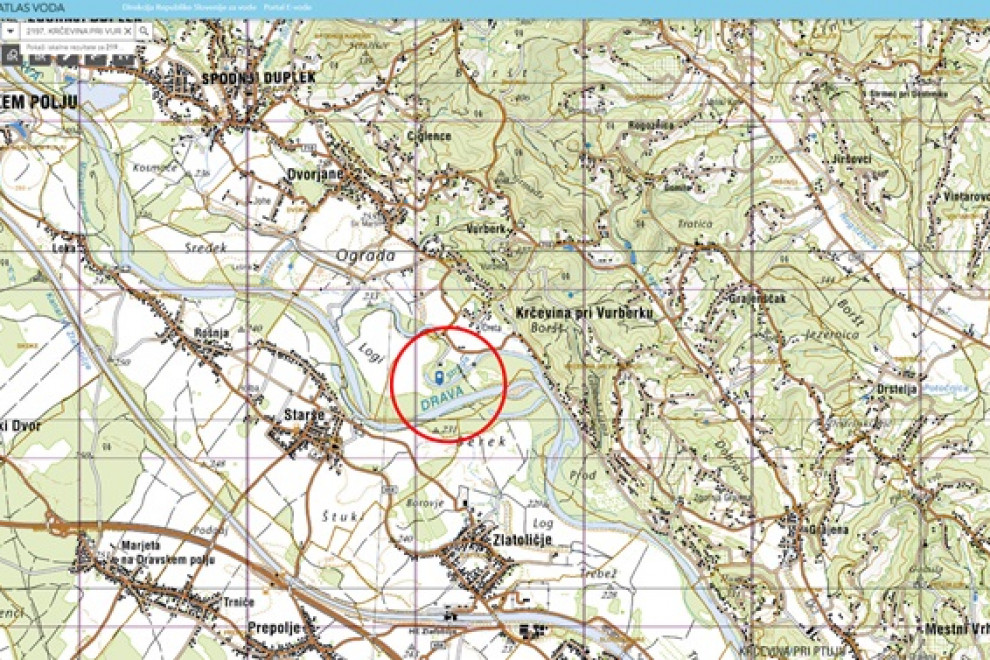 Slika prikazuje lokacijo aktivnosti 9.1.1 na topografski karti.