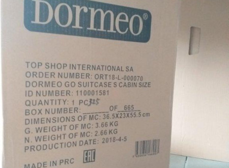 kartonska embalaža potovalnega kovčka znamke DORMEO GO!