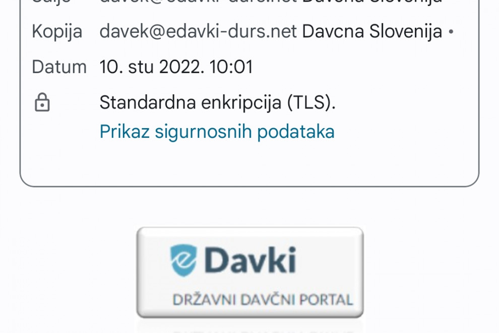 V elektronskem sporočilu gre za prevaro. Saj pošiljatelj ni Finančna uprava