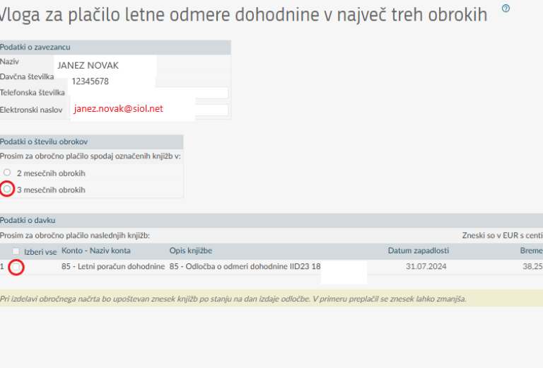 Enostavno in hitro do obročnega plačila letne odmere dohodnine