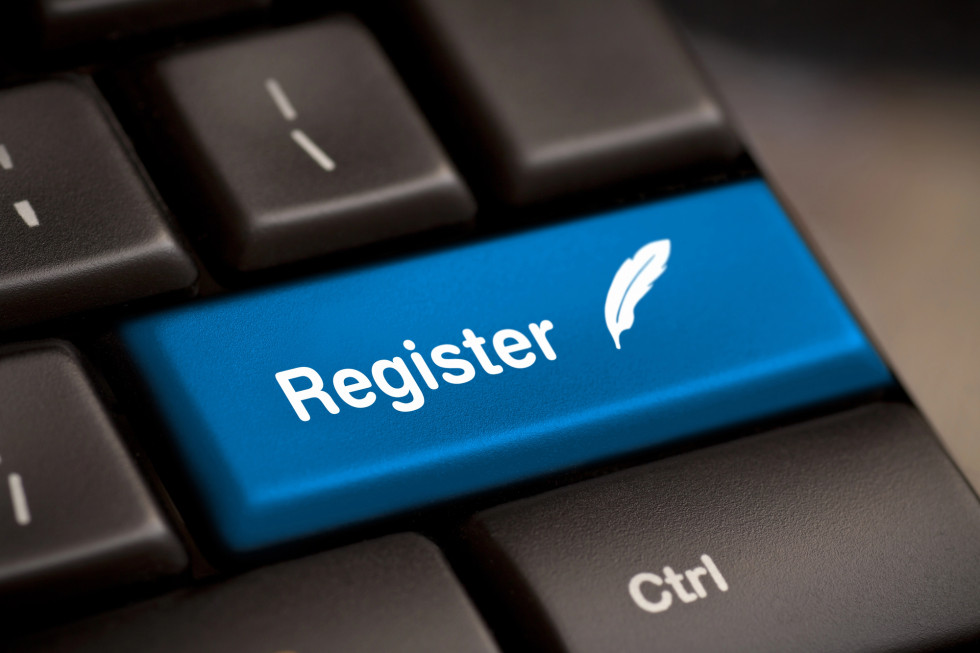 Simbolična slika tipke na tipkovnici, na kateri piše Register