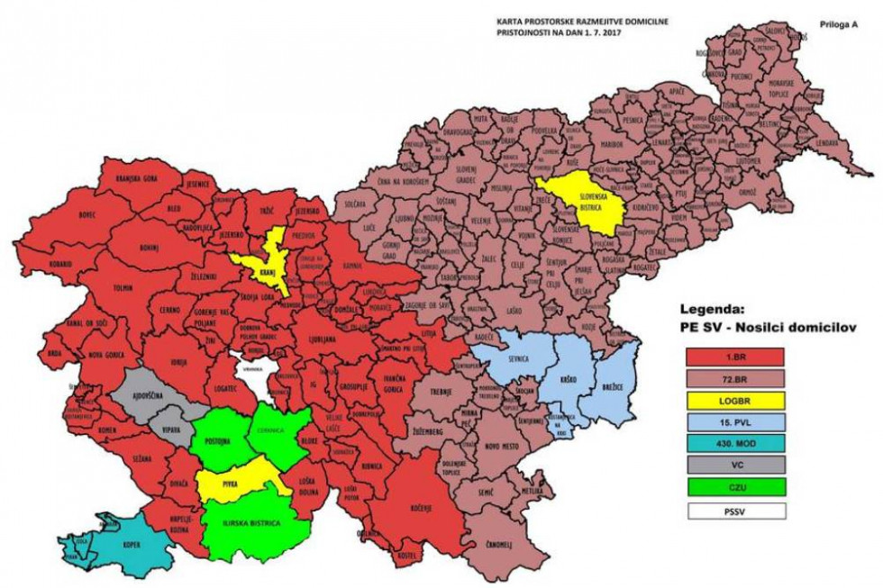 Prostorska razmejitev pristojnosti enot SV na območju delovanja in v lokalnem okolju