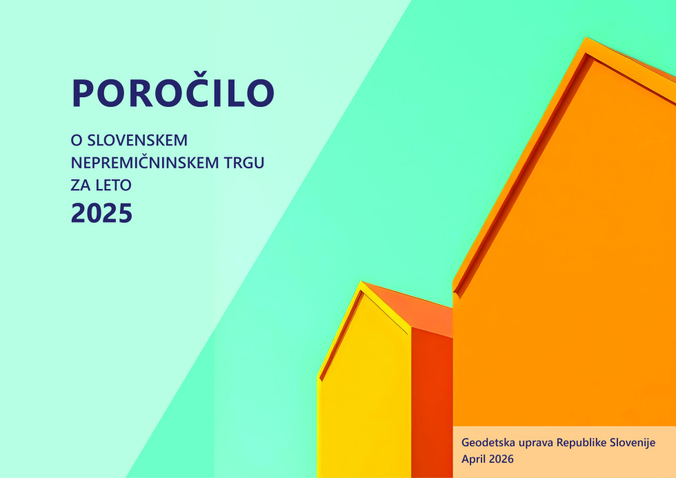 Grafični prikaz prve strani naslovnice s silhueto dveh hiš in zelenim ozadjem