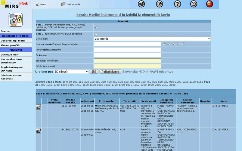 Informacijski sistem MIRSifno kot obrazec v katerega se vnašajo podatki.