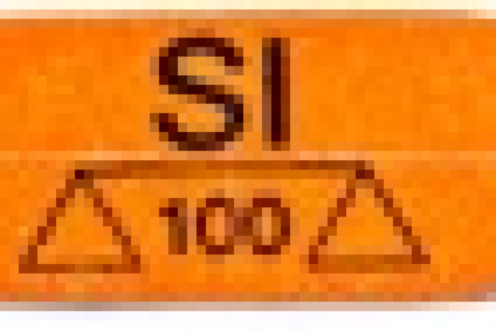 Oval, orange mark. It has the scale and the letter SI above it and below it the number 100.