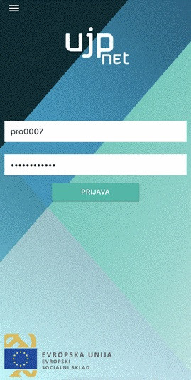Vstopna stran za prijavo v mobilni UJPnet.