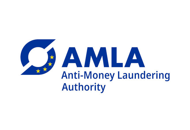 Temno moder logo in napis: AMLA - Anti-Money Laundering Authority