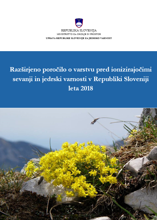 Zgoraj na sredini je grb Republike Slovenije in navedba pripravljavca poročila. Na sredini je na modrem ozadju z belo barvo zapisan naslov poročila, pod njim pa slika z rumenim gorskim cvetjem.