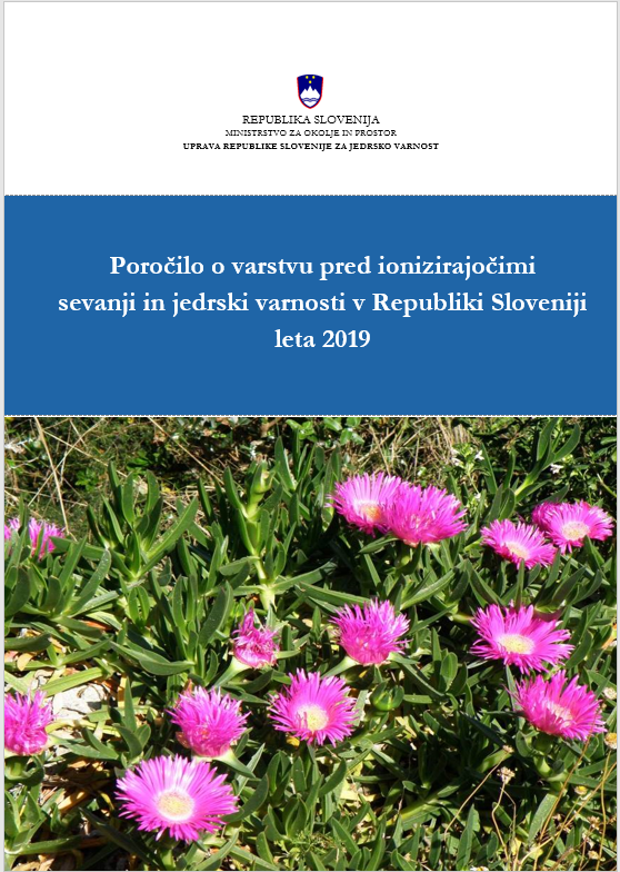 Na vrhu na sredini je grb Republike Slovenije in navedba pripravljavca poročila. Pod tem je na modri podlagi z belimi črkami naslov poročila. V spodnji polovici je fotografija vijoličnega cvetja. 