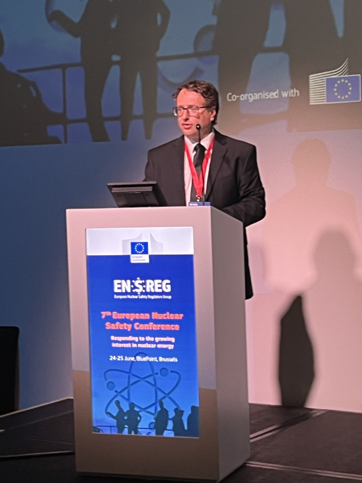 director Igor Sirc during opening speech on the podium