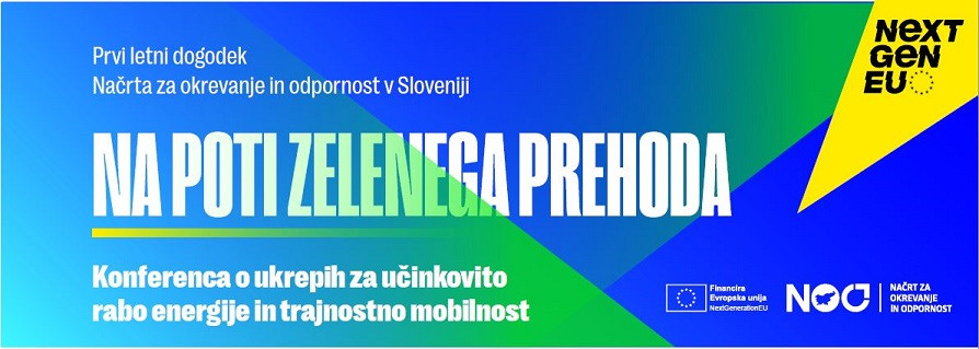 Pasica z napisom Na poti zelenega prehoda. Vsebina pasice je zapisana tudi v samem vabilu.