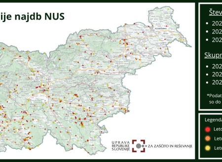 NA infografiki je prikaz gostote najdb NUS v letu 2026 - pri tem tudi barvno izstopajo najdbe na Severno Primorskem