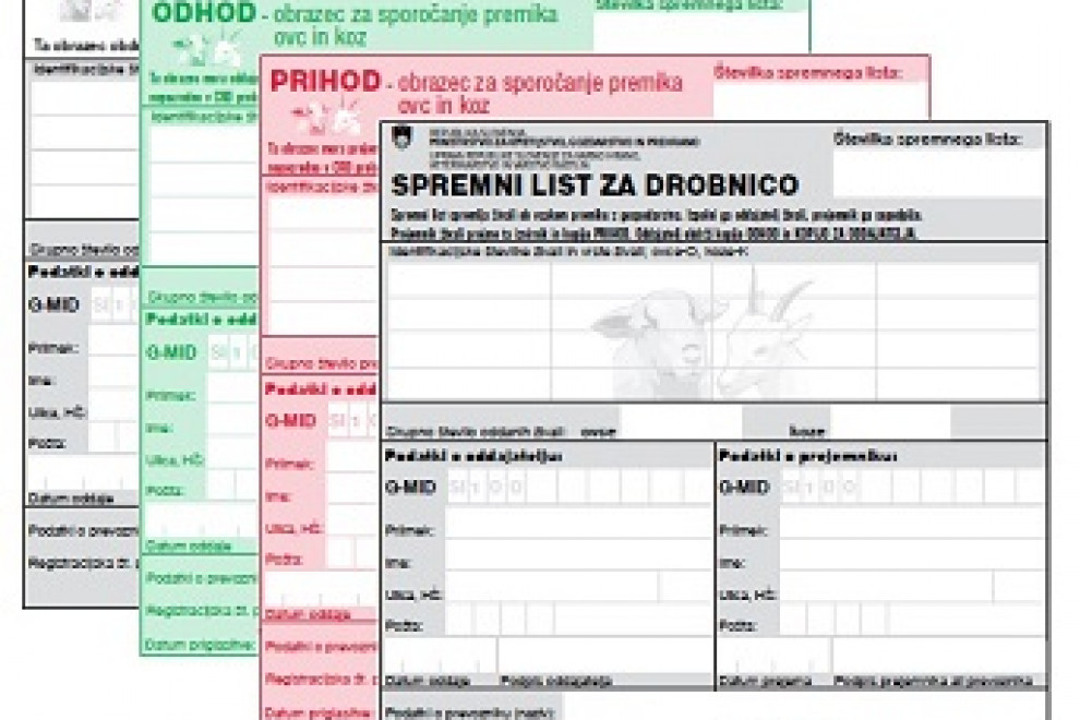 Štirje izvodi papirnatega spremnega lista za drobnico