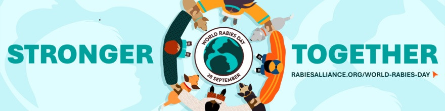 The logo for World Rabies Day 2026 with the slogan “Stronger Together”