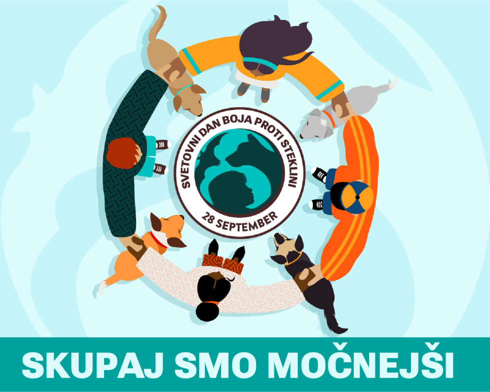 Logotip Sveovnega dne boja proti steklini 2026 z napisom: Skupaj smo močnejši