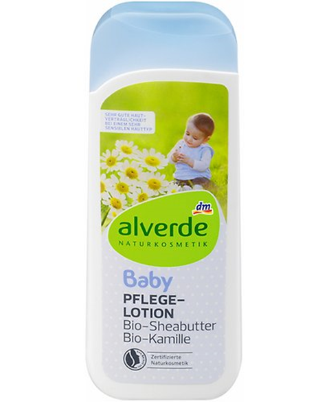 Slika embalaže izdelka Alverde BABY negovalni losjon z biokaritejevim maslom in biokamilico 200ml