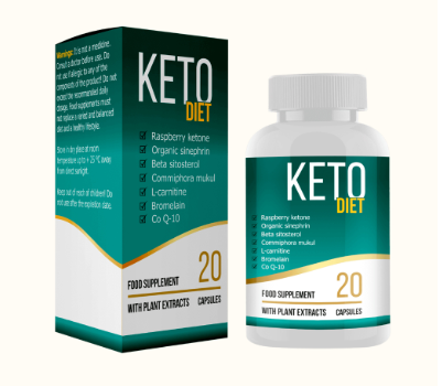 Izdelek KETO Diet s kartonsko škatlico in v plastični embalaži s pokrovom