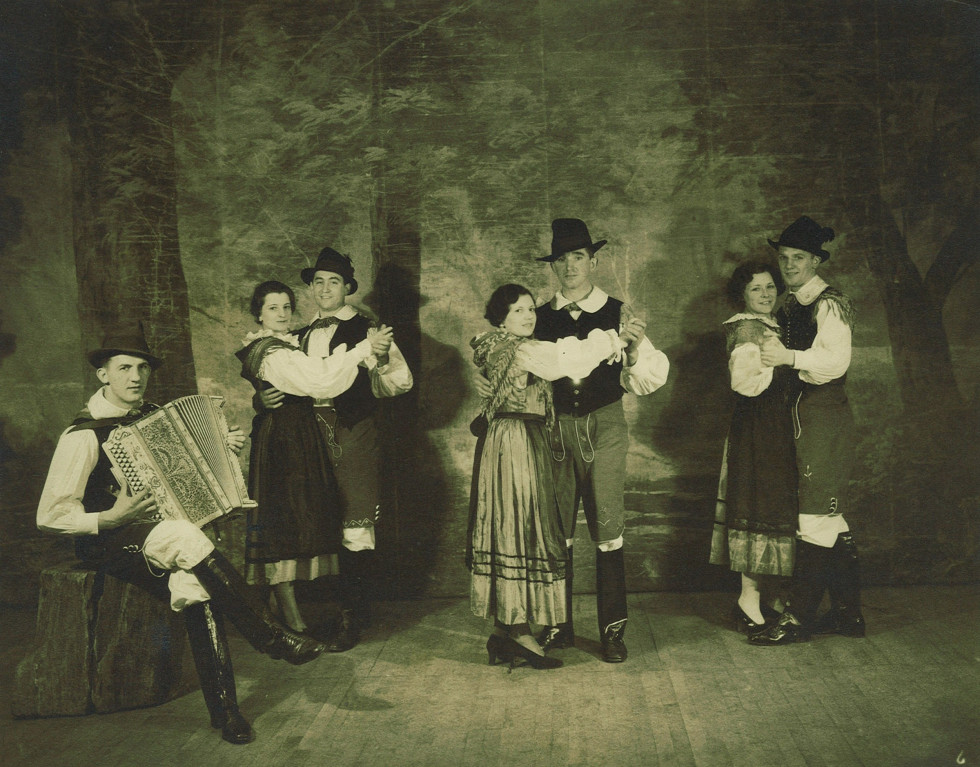 Old time dancers in folk costumes