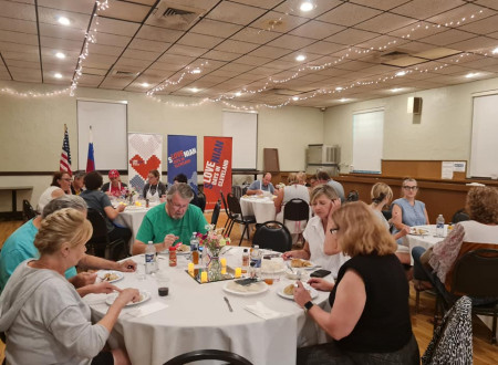 Participants eating the dumplings