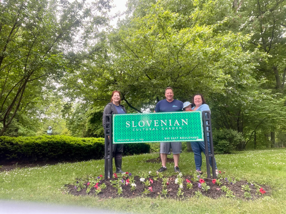 A group of volunteers performed clean-up and beautifying of the Slovenian Cultural Garden in Cleveland