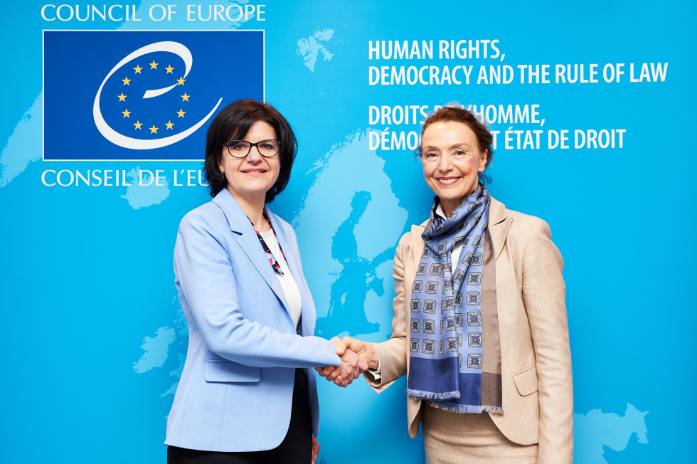 Permanent Representative Berta Mrak and Secretary General of the Council of Europe Marija Pejčinović Burić at the presentation of the Letter of Credence