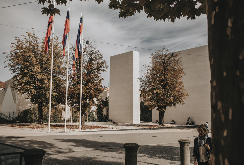 The photo shows the Monument to the victims  of all wars in Ljubljana, Slovenia