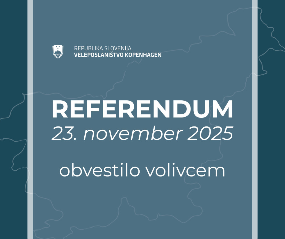 Grafika. Napis: Referendum, 23. novembra 2025., obvestilo volivcem.