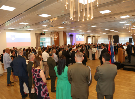 The formal programme of the reception celebrating Slovenia’s Statehood Day, during the address by the Ambassador of the Republic of Slovenia.
