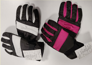 2 para rokavic, eden v črno-beli barvi, drugi v črno-ciklamni barvi