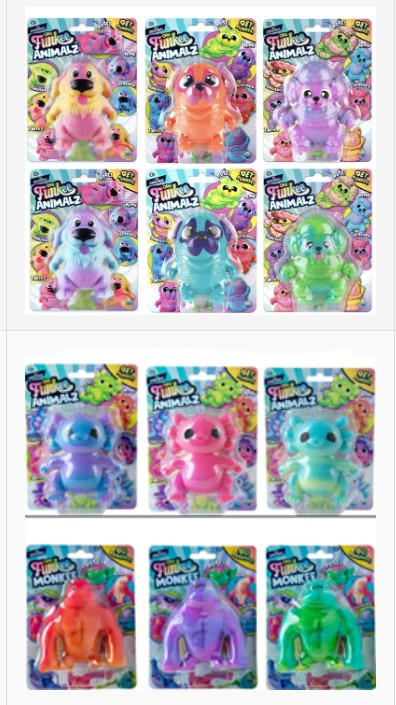 protistresne raztegljive igrače, ki so polnjene s peskom različnih oblik (domišljijski liki, kužki)