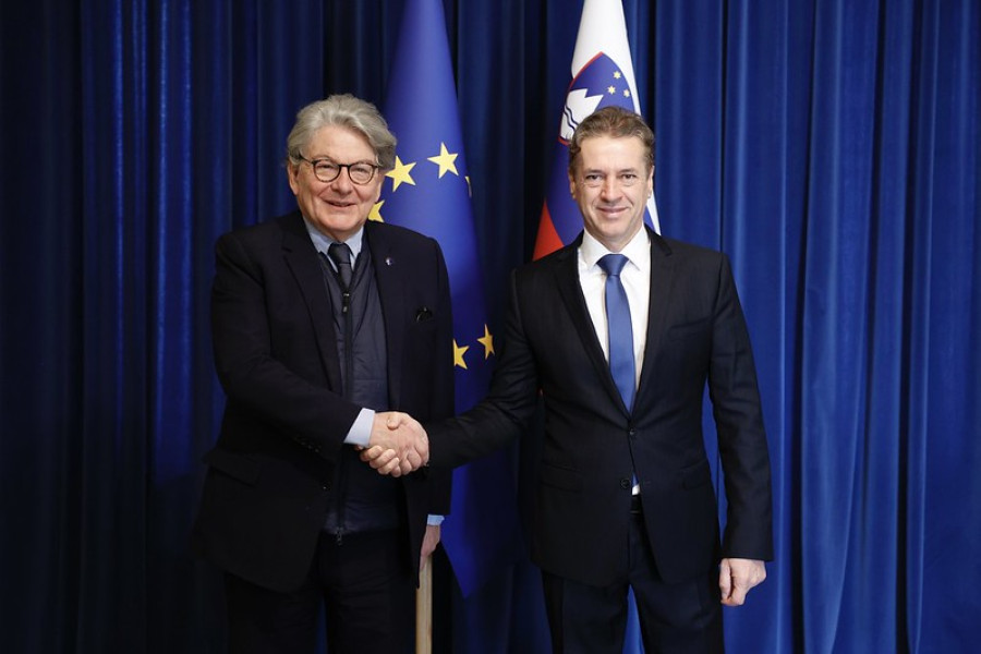 Premier dr. Golob sprejel evropskega komisarja za notranji trg Bretona