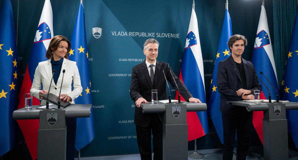 Prime Minister Robert Golob together with Deputy Prime Minister and Minister Tanja Fajon and Deputy Prime Minister and Minister Luka Mesec summarised the work of the Government so far