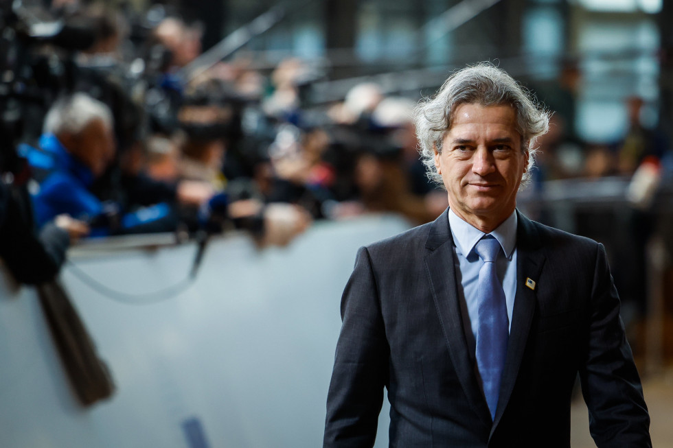 Prime Minister Robert Golob upon arrival at the European Council Summit in Brussels.