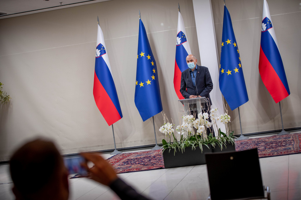 Predsednik vlade Janez Janša v današnji izjavi za medije po 50. redni seji vlade 