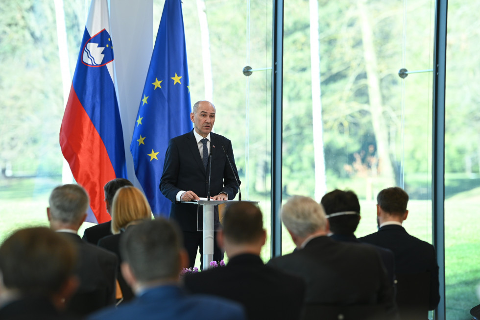 Prime Minister Janez Janša addresses the diplomatic corps at the New Year's reception 