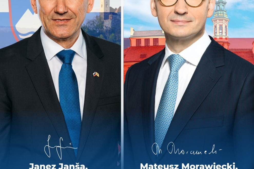Prime Minister Janez Janša and Polish Prime Minister Mateusz Morawiecki.