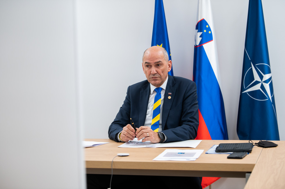 PM Janša attended a NATO virtual meeting on the crisis in Ukraine.