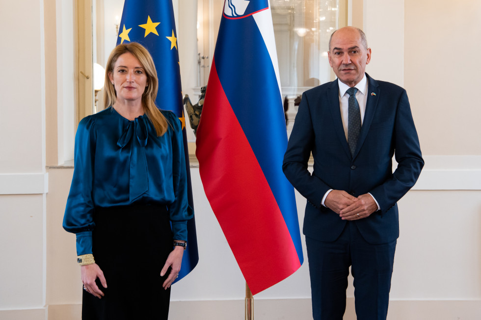 PM Janez Janša met EP President Roberta Metsola.