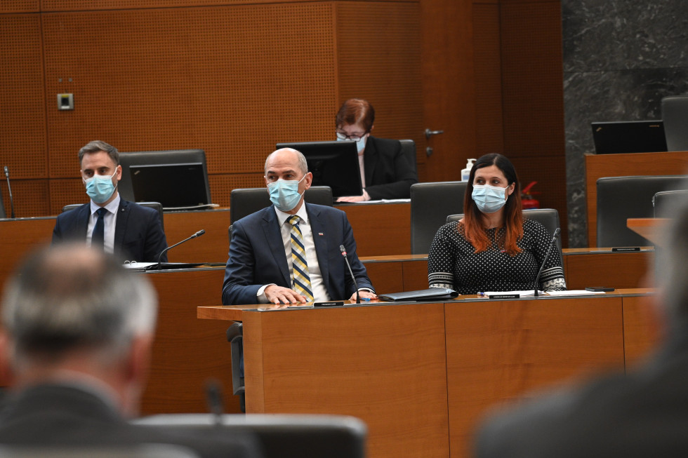 Prime Minister Janša takes questions from deputies in the National Assembly