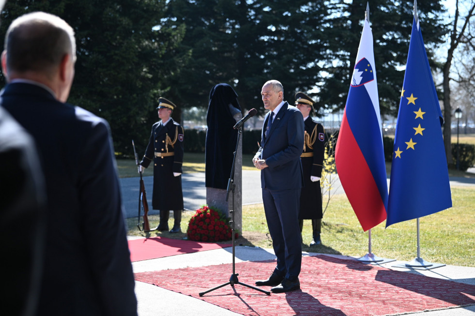 Prime Minister Janez Janša attends ceremony to mark the unveiling of the bust of Dr Jože Pučnik