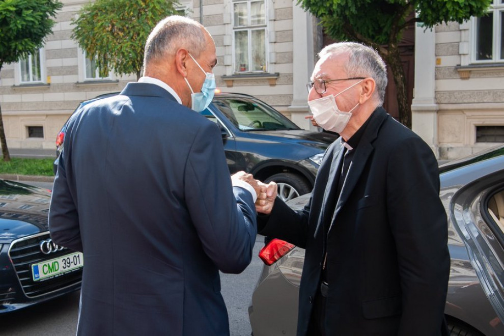 PM Janez Janša and Cardinal Pietro Parolin, Secretary of State of the Holy See