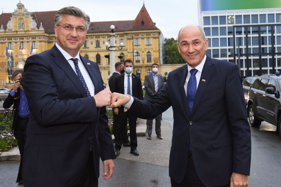 Croatian Prime Minister Andrej Plenković and Slovenian Prime Minister Janez Janša.