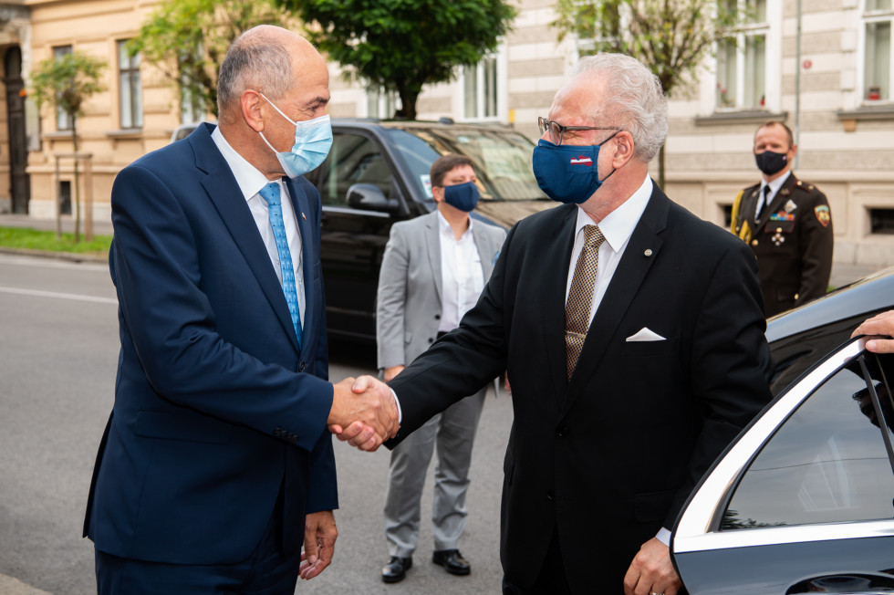 Prime Minister Janez Janša shakes hand with the President of the Republic of Latvia | Written by the Office of the Prime Minister of the Republic of Slovenia