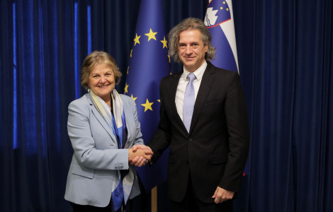 PV s komisarko 2 v2 (Prime Minister shaking hands with EU Commissioner )