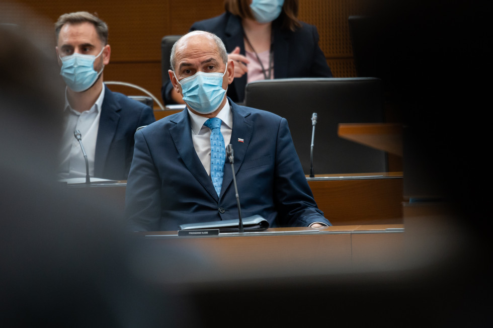 PM Janez Janša at the 26th parliamentary session.