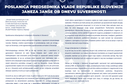 Poslanica predsednika Vlade RS Janeza Janše ob dnevu suverenosti