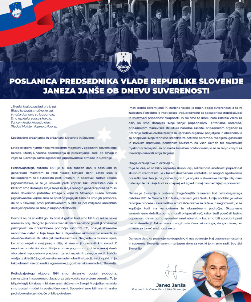 Poslanica predsednika Vlade RS 