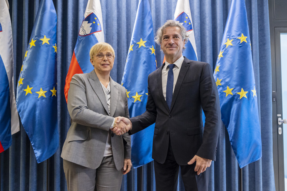 The prime minister and the newly elected president, Nataša Pirc Musar during hand shake