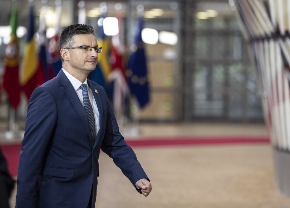 Slovenian prime minister Marjan Šarec attending the regular meeting of the European Council in Brussels.