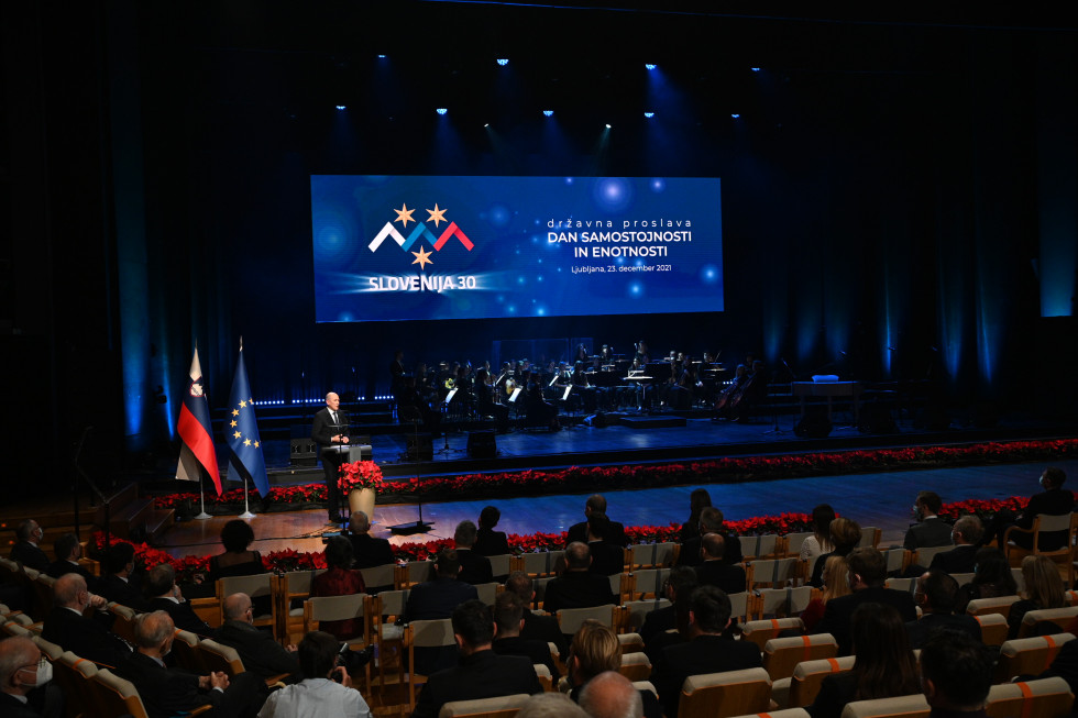 Predsednik vlade Janez Janša na slavnostni seji Državnega zbora in na osrednji državni proslavi ob dnevu samostojnosti in enotnosti
